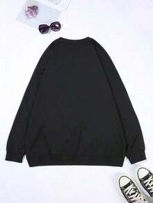 Christmas Outfit WomenPlus Size Gothic Style Sweatshirt For Women - Beige Red Cherry Skull Print Pullover, Heavy Round Neck Sweater, Halloween Costume, Casual Party Essential - Machine Washable, Non-See-Through Fabric, Winter Clothing, Avant-Garde Style Comfortable Top, Personalized Fashionable Top - Unisex-Autumn Clothing 320G Women's Crew Neck Sweatshirt - Street-Ready Chic For Workday Runs ​ Loose And Comfortablethanksgiving Outfit Women - màu đen - Xem 2