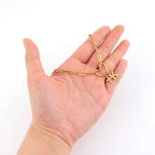 1pc Fashion Classic Initial Hollow Heart Pave Zirconia Cross Pendants Golden Stainless Steel Paper Clip Chain Necklaces For Women - Yellow Gold - View 3