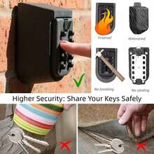 NEW Wall Mounted Outdoor Key Storage Lock Box 10 Digit Push-Button Combination.Mini Combination Outdoor Key Fixing Kit -Key Cabinet - Black - View 7