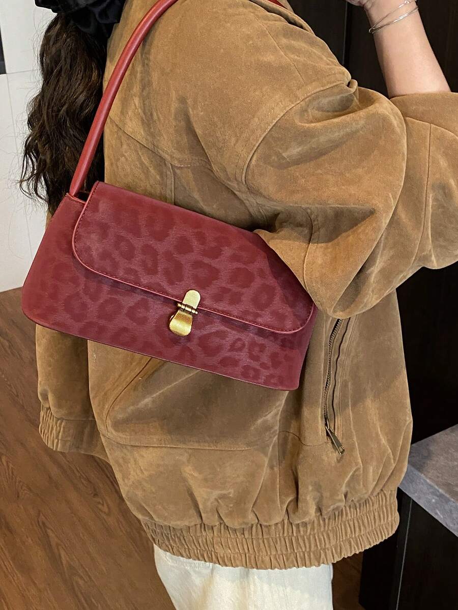 2025 New Arrival Leopard Print Underarm Bag For Women, Lightweight Luxury Niche Design Shoulder Bag With High-End Vibe, Autumn/Winter