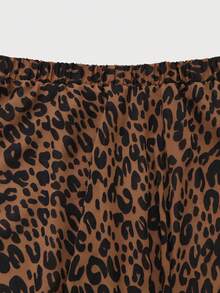 Women's Pleated Leopard Print A-Line Skirt, Casual Daily Wear