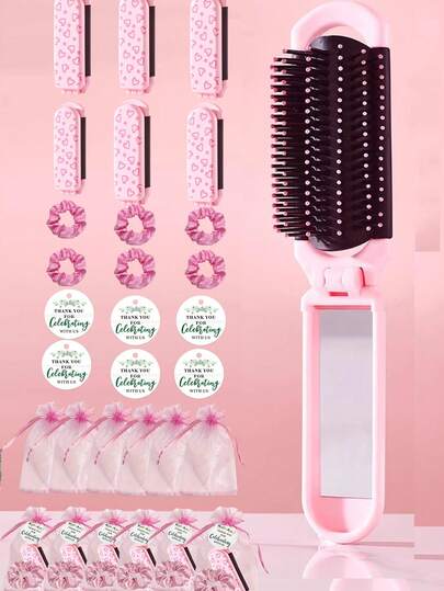 Conjunto de 2 escovas de cabelo dobráveis para viagem com espelho e pente massageador - Escova de cabelo compacta, tamanho ideal para levar na carteira, escova para cabelos molhados para homens e mulheres, ótima opção para presentes de Dia das Mães, Natal e Dia de Ação de Graças. Ideal para cabelo, viagens, produtos para cabelo, ferramentas para cabelo, acessórios para barbeiro, equipamentos de cabeleireiro.