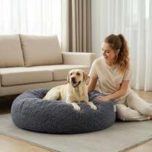 Furbedz Cama para Perro Mediano, diseño antiestrés, Cama Lavable con Funda extraíble intercambeable, Felpa ultrasuave, Forro Interno, Soporte ortopédico Memory Foam, Base Impermeable(Grande (100 cm) Gris Oxford) - Tipo 7 - Ver 7