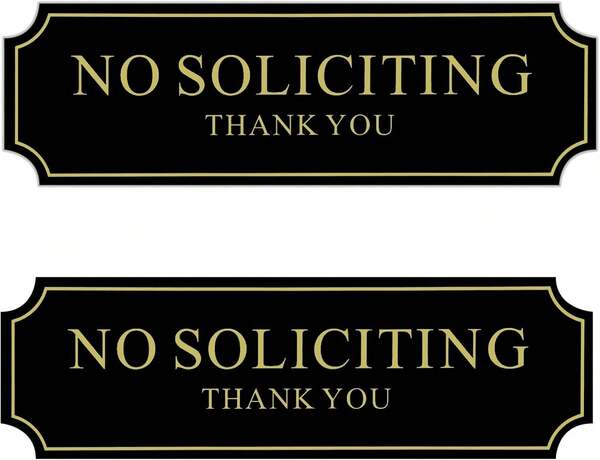 No Soliciting Sign For House Door, Self-Adhesive No Soliciting Sign For Front Door, 8 X 2.48 Inch No Soliciting Sticker For Yard, Apartments, And Office (Black With White Letters)