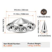 Front Axle Wheel Covers, Spiked Axle Cover For Semi Truck, ABS Electroplate Rust-Resistant Lug Nut Covers, Universal Fit, Installation Tool Included, Complete Axle Cover Combo Kit - 13.90x4.25 inch - 查看 7