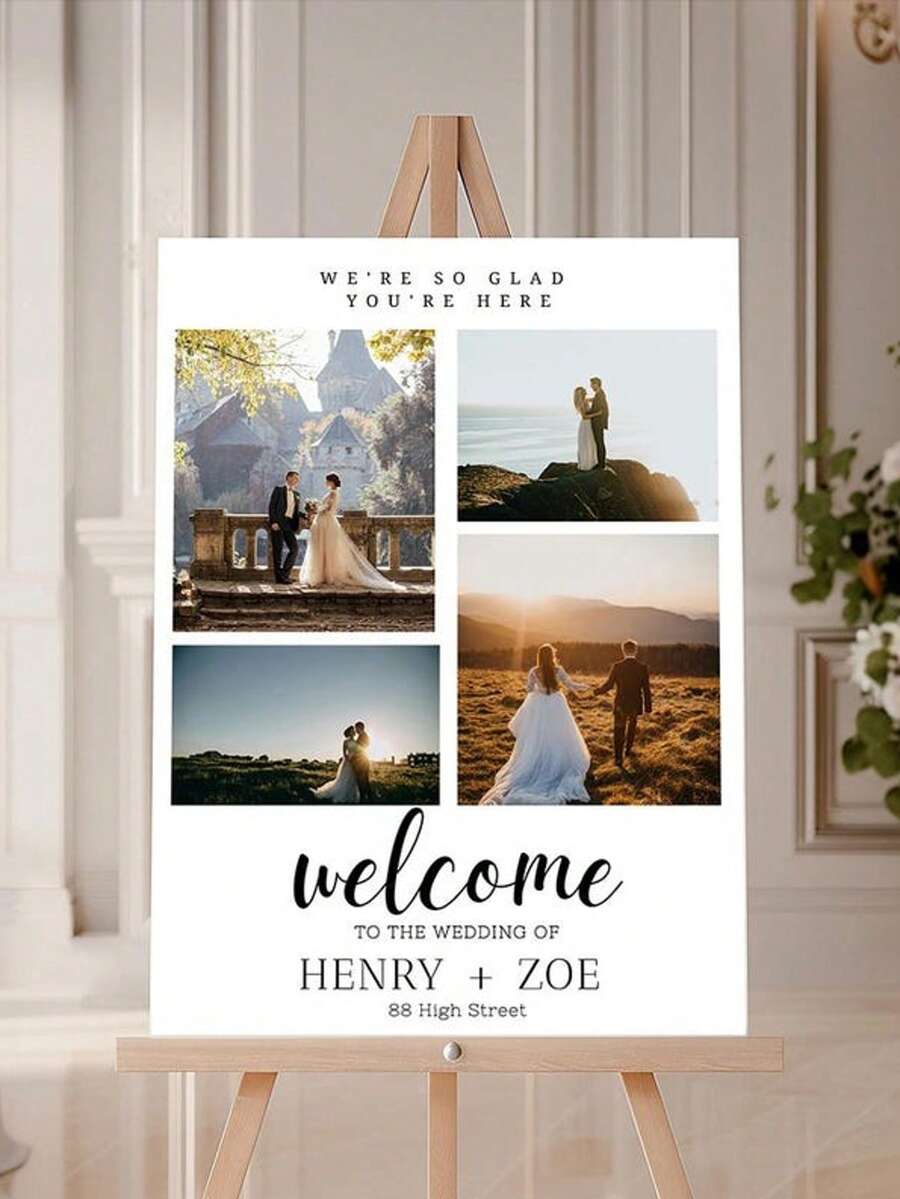 Wedding Welcome Sign Template, Modern Photo Welcome Sign Template, Printable Wedding Reception Poster - Multicolor - View 1