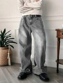 Hommes, style vintage Y2K délavé ample, ample, ample, ample, empilé