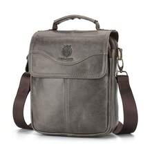 Men's Genuine Leather Crossbody Bag, Top Layer Cowhide Crossbody Bag, Large Capacity Crossbody Bag With Adjustable And Detachable Wide Shoulder Strap - 灰色 - 查看 8