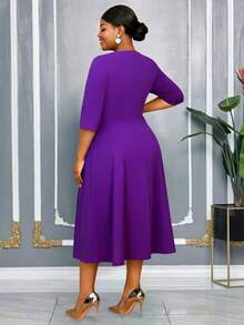 AOMEI Elegant A Line Midi Dresses With 3D Floral And Color Block Pleated Detail Perfect For Weddings Church And Formal Daytime Events Outfit For Date,Party,Wedding Dress,Bridesmaid Dress,Graduation Dress,Wedding Guest Fall Women Clothes,