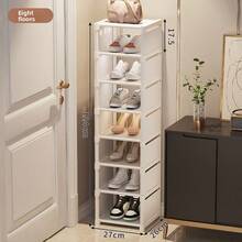 1pc Single Row Shoe Rack, Multi-Layered Storage Space Saving Shoe Cabinet, Can Be Freely Assembled, Suitable For Bedrooms, Living Rooms, And School Dormitories. - White - View 3