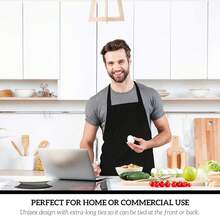 12 delantales lisos con 2 bolsillos - Delantal unisex comercial, lavable a máquina, ajustable, para hombres y mujeres, para camarera, resistente a las gotas de agua, para cocina, barbacoa, chef, camarero, restaurante, pintura y manualidades. - Negro - Ver 11