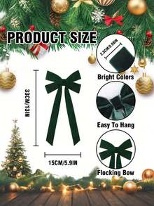 12Pcs-Green Velvet Bows, Christmas Velvet Bows,Green Christmas Decor,Christmas Tree Bows Rustic Crafts Gift Wrapping Bows Xmas Ornaments For DIY Decorative Gift Packaging, Christmas Tree Decoration Wreath Garland Tree Decorations Indoor Outdoor Holiday Decor;