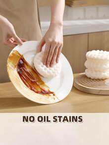 Kitchen Cleaning Cloth, Kitchen Sponge Scrubber + Suction Cup, Double-Sided Scrub Sponge, Scratch-Free Dishwashing, Natural Dish Cleaning, Honeycomb Shaped Sponge Scrubber For Kitchen & Bathroom - Multicolor - View 1