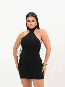 SHORT SINGLE FRONT DRESS - màu đen - Xem 2