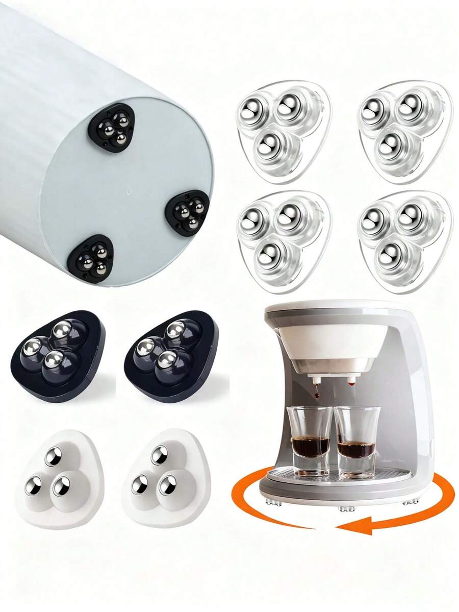 1/4个粘性耐磨承重小滑轮，万向轮，三种颜色可选，底部带静音脚轮，优质重型旋转轮 - 顺滑360°旋转脚轮，带三重滚珠轴承，静音耐磨，无需钻孔即可承重家用物品 - 彩色 - 查看 1