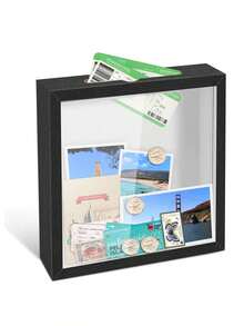 8x8 Inch Square Ticket And Souvenir Display Frame (Single Pack) - Multi-Layer Memory Box With Ticket Slots, Top Opening, Travel Souvenir Organizer, Wall-Mounted/Desktop Placement - Autumn Travel Decorations, Holiday Gifts - Multicolor - View 10