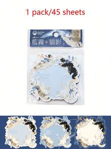 1 件装猫咪主题压花铝箔记事本 - 复古花卉和风景图案，金色点缀，柔和多形状（矩形、椭圆形、圆形），适用于办公室、日记本、爱猫人士的礼物、日记本配件 | 金色点缀文具 | 优雅斜边设计、猫咪饰品学校用品、返校 - 彩色 - 查看 13