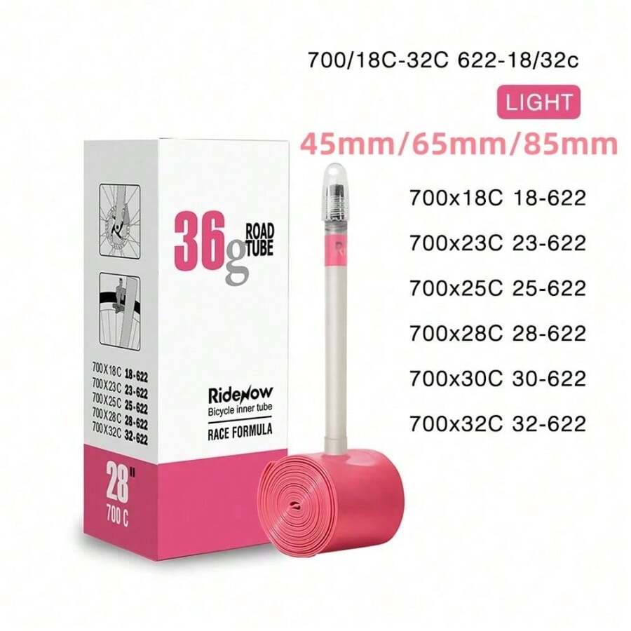 Ridenow Ultralight Bicycle Inner Tube 700 X 18 25 28 32 Road Bike TPU Tube 45 65 85mm Length 28'' Super Light Inner Tube - Pink - View 1