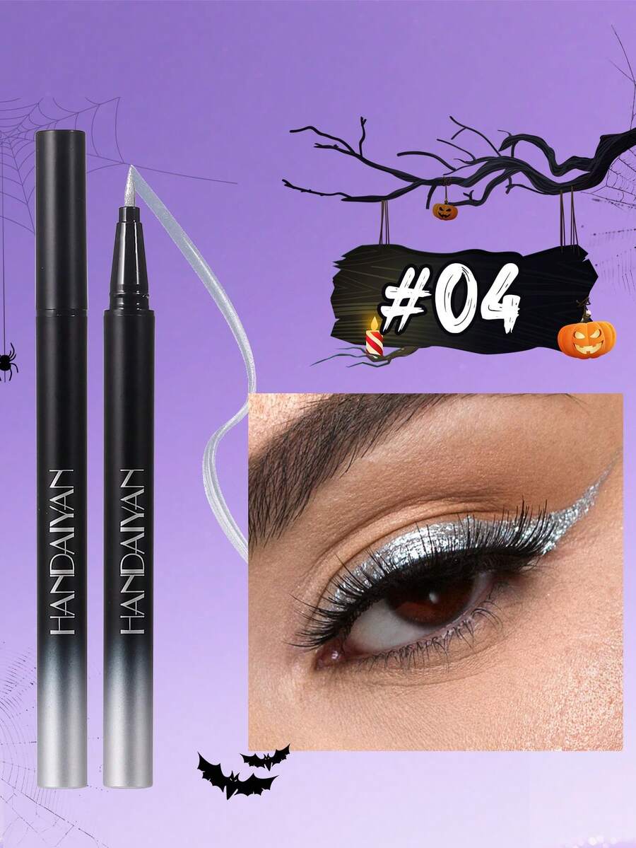 HANDAIYAN Waterproof, Smudge-Proof, Quick-Drying Metallic Colored Eyeliner Pencil, Long-Lasting Pearlescent Finish, Suitable For Halloween, Costume Parties, Christmas, Autumn/Winter Makeup - 04 - 查看 1