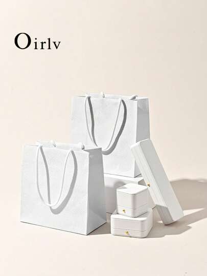 Oirlv 1 PIEZA Bolsas de papel premium con asa, bolsas para joyas, bolsas para accesorios, bolsas de regalo, bolsas de regalo de lujo con asa, organizador de joyas, caja de joyas, caja de anillos, caja de regalo de boda para empaquetar joyas