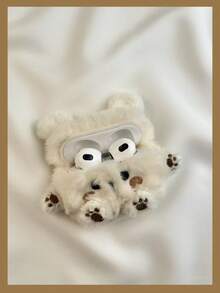 Cute White Bear Plush Earphone Case Compatible With 1/2, Pro, 3, Pro 2, Pro 3 - White - View 5