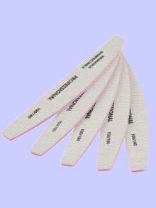 5片装月牙形100/180目木质指甲锉，双面砂纸指甲抛光块，可水洗重复使用，适用于天然指甲，家用和美甲沙龙均可使用。 - 灰色 - 查看 5