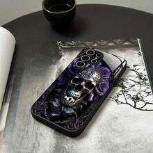 Funda de vidrio para iPhone 17air/16E/15/14/13/12/11 plus, Pro, Promax, X/XS/XR/XSMAX,  Galaxy A03/A03S/A05S/A06/A07/A11/A12/A13/A14/A15/A16/A17/A22/A22/A23/A26/A31/A32/A34/A35/A36/A52/A53/A73, S21/S22/S23/S24/S25 Plus, Ultra, funda de vidrio reflectante, buena sensación al tacto, protección de borde suave, adecuada para hombres y mujeres - Negro - Ver 6