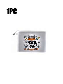 女士化妆品和药品收纳包 - 药房主题拉链旅行箱，带药瓶设计，红色气垫收纳便携式收纳包，化妆包，护肤包，旅行必需品，宿舍用品，轻便化妆包，大容量化妆包，旅行洗漱包，耐用拉链开合，护理必需品，可折叠收纳，护理学生用品 - 彩色 - 查看 12