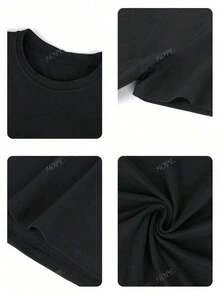 Plus Size Women's Halloween T-Shirt With A Bow Print, Short Sleeves, And A Round Neck. Relaxed Fabric, Fitted Cut, And Slightly Stretchy. A Fashionable And Versatile Loose-Fitting T-Shirt For The Season, Perfect For Halloween, Plus Size Women's Halloween Costumes, And More. This Casual Women's T-Shirt Features A Themed Print, A Loose Fit, A Round Neck, And Short Sleeves, Making It Ideal For Fall And Festive Occasions. - 黑色 - 查看 4