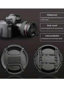 Camera Lens Cap | 49mm 52mm 55mm 58mm 62mm 67mm 72mm 77mm 82mm - Center Pinch - With Anti-Lost Strap, Suitable For Most DSLR And Mirrorless Camera Accessories