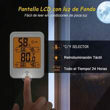 Termómetro Higrómetro Digital para Interiores con Retroiluminación, Imán y Pantalla LCD, Monitor de Temperatura y Humedad de Montaje en Pared, ℃ ℉   Conmutable, Registros Mínimos y Máximos para Hogar - blanco - Ver 4