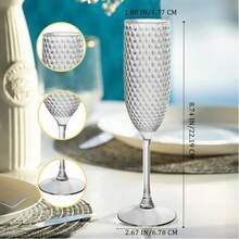 24PCS Red Plastic Champagne Flutes 7oz,Unbreakable Champagne Glasses Bulk,Reusable Crystal Drinking Wine Glasses For Wedding,Chrismas,Party - trắng - Xem 6