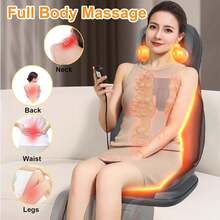 Full Body Massage Pad, Shiatsu Back Massager With Heat, 3D Kneading Massage Chair Pad, Electric Massage Seat Cushion For Body, Neck,Shoulder, With Movable Multi-Function Leg And Foot Massager For Office, Home - 灰色 - 查看 8