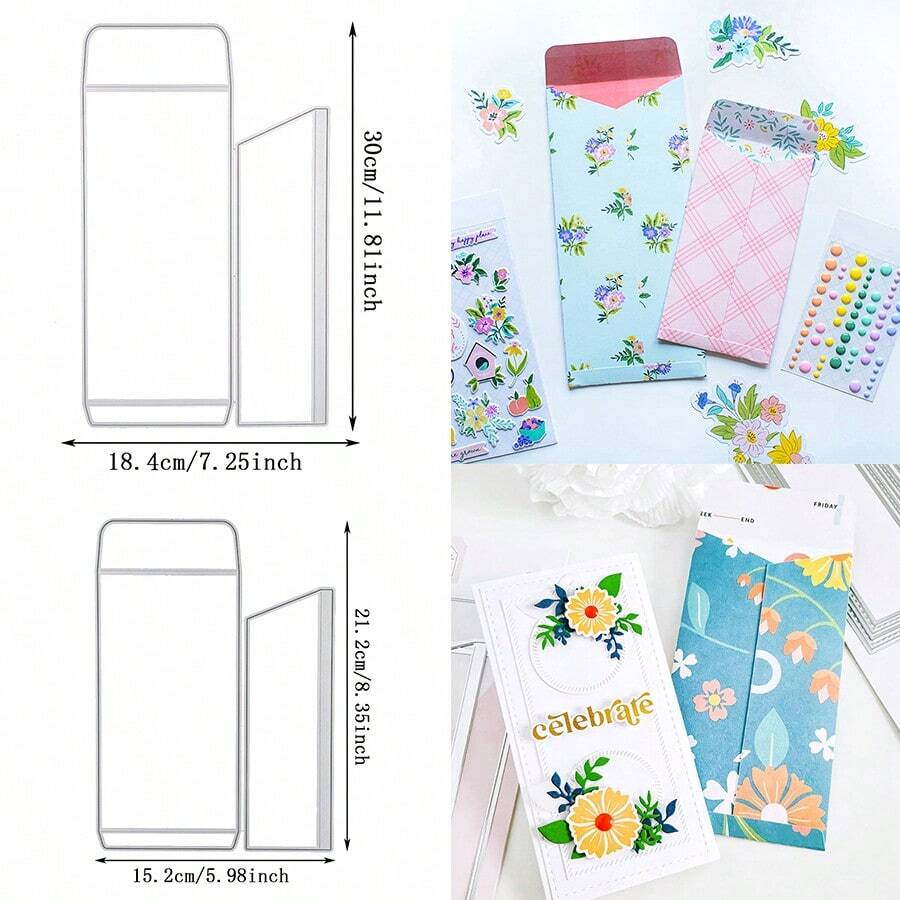 1个金属切割模具，适用于DIY剪贴簿、制作贺卡和纸艺，金属切割模具 - 銀色 - 查看 1