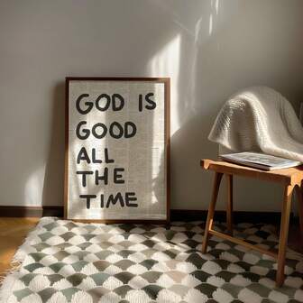 1pc God Is Good All The Time Quote Wall Art Picture Bible Verse Prints Canvas Paintings Inspirational Posters Minimalist Religious Decor For Bedroom,Living Room Or Christian Room Decor Gift For Her Unframed Or Framed