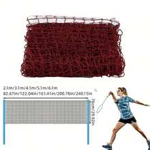 1pc Portable Foldable Badminton Net, Red Nylon Tennis And Volleyball Net, Easy To Install, Suitable For Indoor/Outdoor Use, Without Stand, For Home Entertainment, Sports, Fitness, Competition - Multicolor - View 3