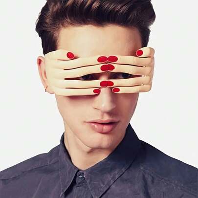 1副新奇手形眼镜，趣味派对眼镜，独特时尚配饰，适合舞蹈和各种活动，男女皆宜的创意眼镜，街头摄影夸张无框眼镜，舞台表演疯狂派对女王时尚眼镜，化装舞会沙滩派对眼镜