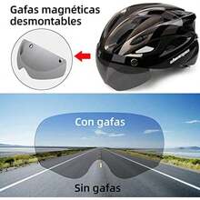 Shinmax Casco bicicleta, Casco para Bicicleta con gafas extraíbles y luz trasera , casco bicicleta de carretera especializado, casco bicicleta montaña ajustable/ligero ultraligero para hombres y mujeres casco ciclismo -T13(Titanio negro) - Tipo 1 - Ver 3