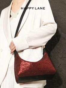 HAPPY LANE Luxury Embroidered Floral Vintage Style Handbag, Black Base With Red, Yellow And White Delicate Flowers - Fashionable Wide Handles With Metal Clasp, Lightweight And Durable, Large Capacity Design, Perfect For Daily, Party And Travel. This Versatile Vintage Tote Bag Exudes Elegance And Personalized, Ideal For Women Pursuing Elegance And Unique Taste, Adding Highlights To Any Occasion And Showcasing Distinctive Fashion Sense. - 玫瑰紅 - 查看 3