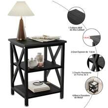 Mesa Auxiliar, Mesa De Noche Moderno, Pequena Mesa De Centro Buró Para Recámara Mesa De Noche Minimalista Mesa Auxiliar Mesa Para Jardín Mesa De Centro Mesa Auxiliar Madera Moderna Mesa De Centro Mesa De Noche Con Estante Mesas Auxiliares - Negro - Ver 3