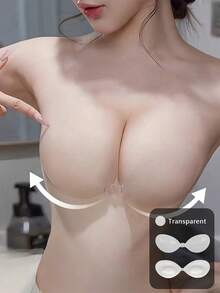 1片装硅胶胸贴，轻薄夏季款，隐形无痕，无肩带设计，适合搭配吊带裙和婚纱，防水防汗，聚拢小胸，让胸部看起来更丰满。 - 彩色 - 查看 11