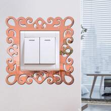 1pc Acrylic Floral Pattern Mirror Switch Sticker, Home Decor For Room, Living Room, Porch - Rose Gold - View 5