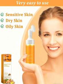 Turmeric Facial Cleanser, Skincare Face Wash, Moisturising Turmeric Foaming Cleanser, Exfoliating Soothing Hydrating Skincare Facial Wash For Face Body