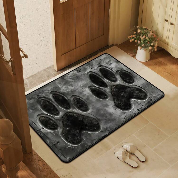 1 件豪华灰色狗爪印地毯，宠物垫，超密短毛绒面料，1000g/m2，耐用且可机洗，适用于办公室、走廊、入口、卧室、厨房、宠物友好型家居装饰，可用作节日、乔迁、宠物爱好者礼物、圣诞节、现代家居地板装饰！ - 彩色 - 查看 6