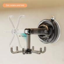 1个耐用厨房刀具挂钩，自粘塑料旋转壁挂式，带6个挂钩，适用于家庭厨房、浴室和办公室配件、卫生间配件、毛巾悬挂、多功能挂钩 - 彩色 - 查看 7