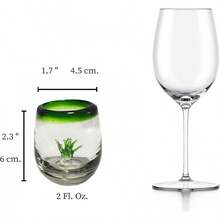MAREY Vasos Mezcaleros Tequileros Vidrio Soplado Artesanal Hecho en Mexico| 2 Oz. Barril(Puesto Verde - Cactus, 2) - Posta Verde - Agave - Ver 4