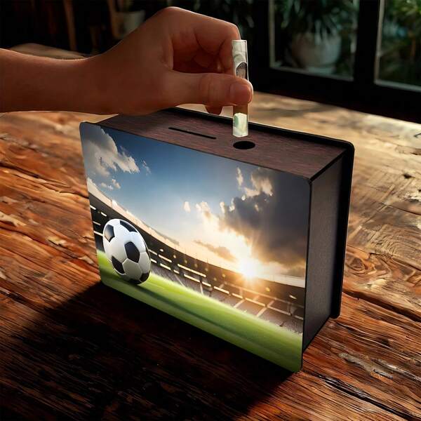 1. Football-Themed Retro Architectural Wooden Piggy Bank - This Football-Themed Piggy Bank In The Shape Of A Football Field Adds A Festive Touch And Fun To Saving. This Reusable, Modular Wooden Piggy Bank Is A Handcrafted Wooden Decoration, Perfect For Home Decor