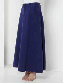Tailored Skirt With Belt Loops (Without Belt) Code: 3010 - Navy Blue - View 4