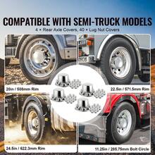 Rear Axle Wheel Covers, Dome Axle Cover For Semi Truck, ABS Electroplate Rust-Resistant Lug Nut Covers, Universal Fit, Installation Tool Included, Complete Axle Cover Combo Kit - 13.94x8.66 inch - 查看 2