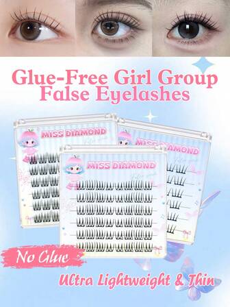 ﻿ 36PCS/48PCS C Curl Glue-Free Eyelashes Korean-Style Self-Adhesive False Eyelashes, Individual Eyelashes No Glue Needed, DIY Reusable Eyelashes, Natural-Looking, Suitable For Beginners, Natural-Looking Eyelash Styles, False Eyelashes Lash Clusters,Eyelash Clusters,Individual Eyelashes,Lashes,Fake Lashes